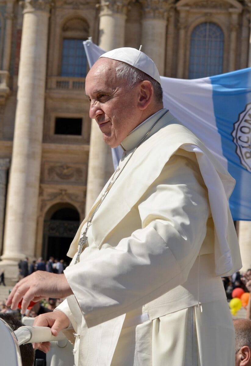 Pope Francis in a serene moment of prayer, reflecting humility and devotion