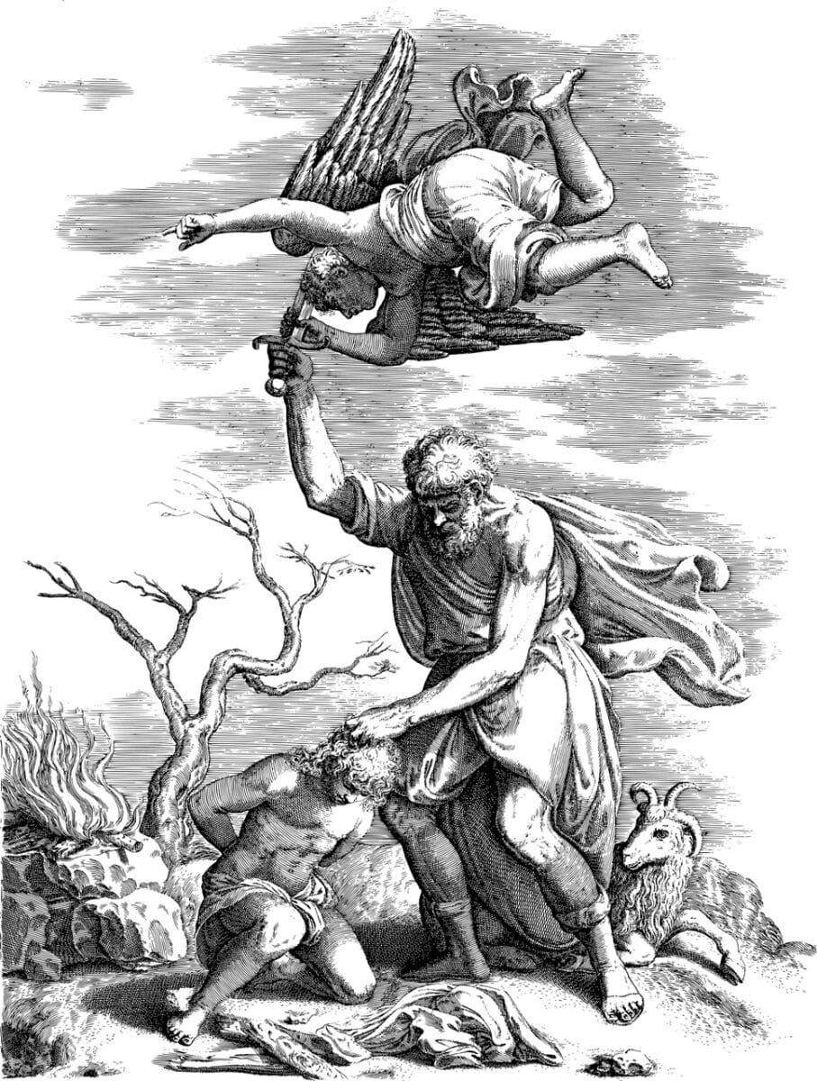 Stone altar with ram representing Abraham’s sacrifice of Isaac