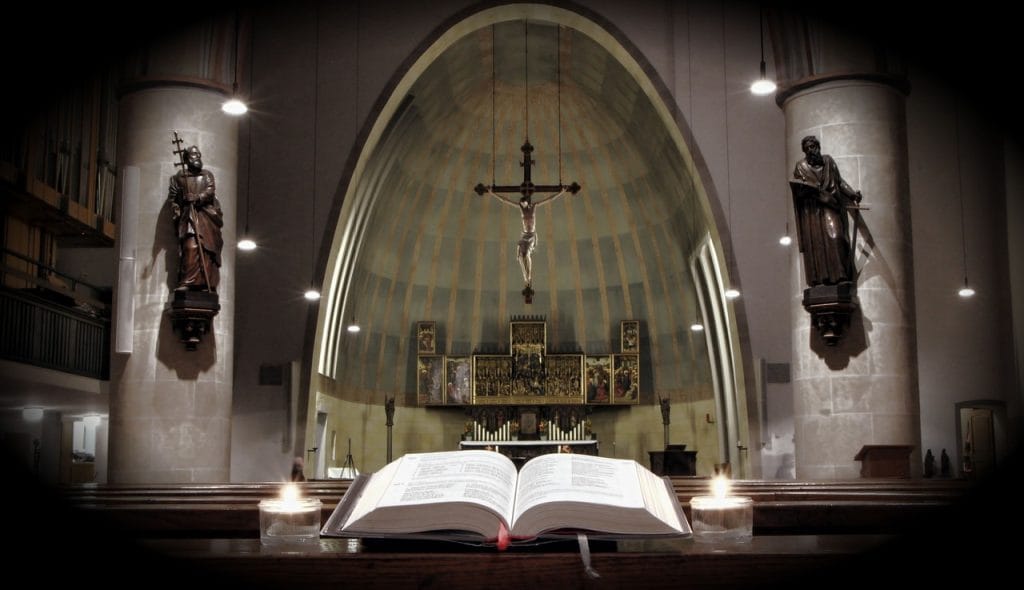 A serene image of a church building, symbolizing peace, worship, and the presence of God.